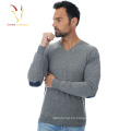 Suéter de punto de lana fina merino de cuello en V de alta calidad para hombres
